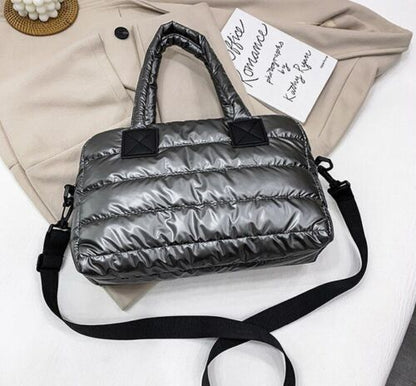 Cotton Messenger Bag Black Padded Handbag Large Shoulder Handbag 33*12*21 CM Bag