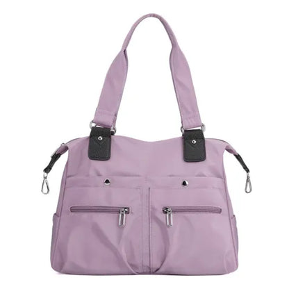 Large Capacity Lightweight Waterproof Multi-Pocket Nylon Shoulder Bag w/Zipper
