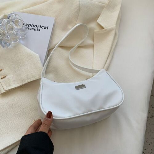 Solid Color Shoulder Bag Mini Crescent Messenger Handbags Nylon Handbag Retro