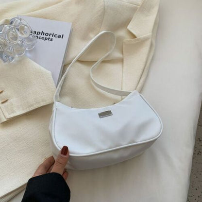 Solid Color Shoulder Bag Mini Crescent Messenger Handbags Nylon Handbag Retro