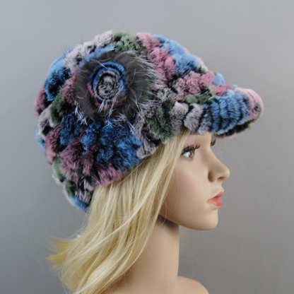 Women Winter Rabbit Fur Caps Warm Real Rabbit Fur Hats Natural Soft Knitted Hat