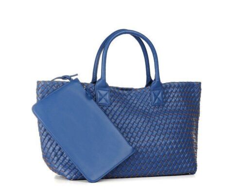 Candy Color Woven Tote Bag Fashion One Shoulder Bag Large Handbag Shopping Bags