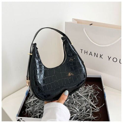 Silver 1PC Handbag Stone Pattern Underarm Shoulder Bag Elegant Purse 21*19*6 CM