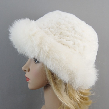 Women Winter Hat Luxury Rabbit Fur Hats Fur Cap Beanies Pink Warm Soft Fur Hat