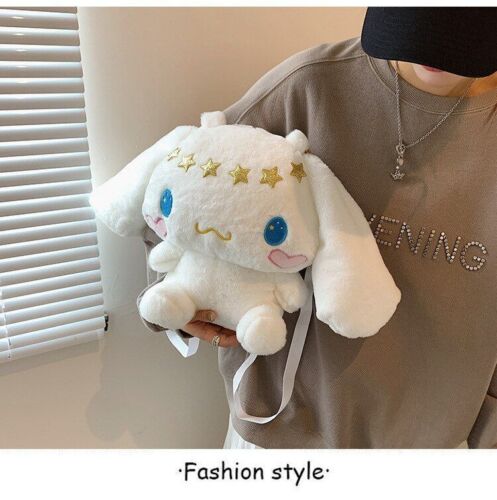Black Plush Doll Bag Women Cute Funny Backpack Flannel Soft Handle 20L Traveling