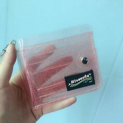 Wallet PVC Transparent Short Neck Girl Laser Coin Purse Women Clear Glittering