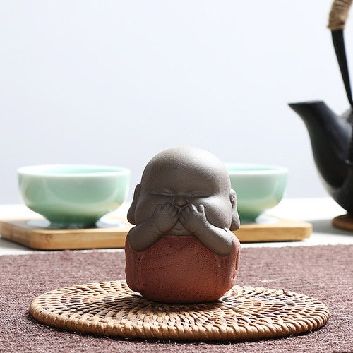 2.6“Novelty Tea Pet Yixing Zisha Purple Clay Statue Lovely Figurine Mini Pet