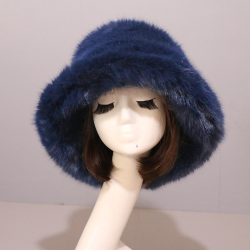 Warm Faux Fur Bucket Hats Women Outdoor Caps Fleece Cap Fluffy Ski Vacation Hat