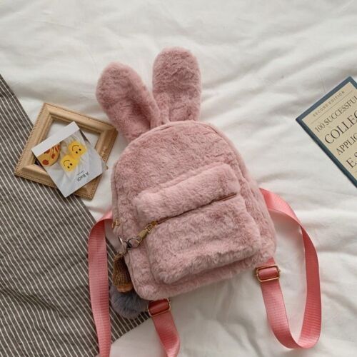 Embroidery Plush Bunny Backpack Rabbit Traveling Shoulder Bags Plush 20*25*10 CM