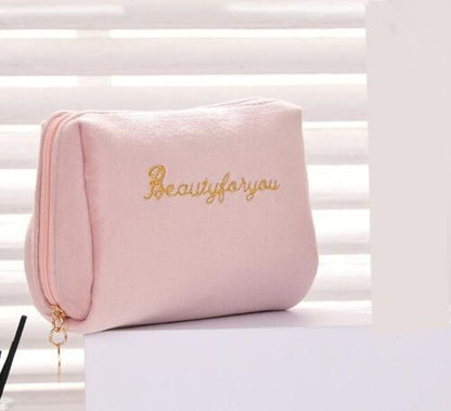 Cosmetic Bag Zipper Velvet Beauty Makeup Bags Travel Girl Brush Storage Toiletry