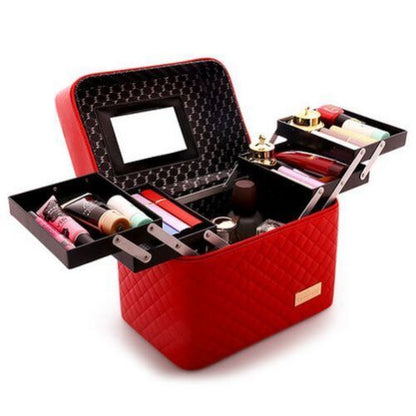Large Capacity Makeup Cosmetic Bag Multilayer Storage Portable Make Up Suitcase