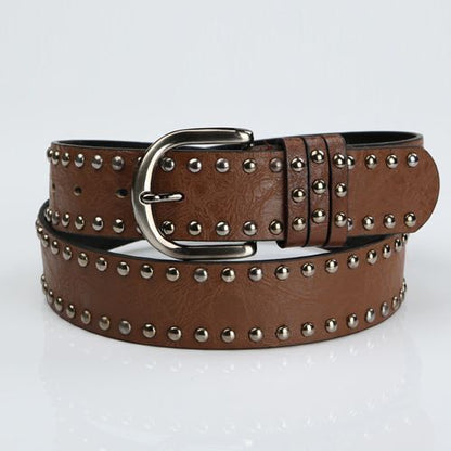 Women's Belt PU Leather Alloy Pin Buckle Fashion Punk Style All-Match Waistbands