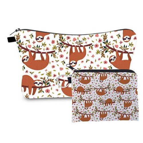 2 PCS Makeup Bag Animal Pattern Cosmetic Bag Set Women Combination Organizer Bag