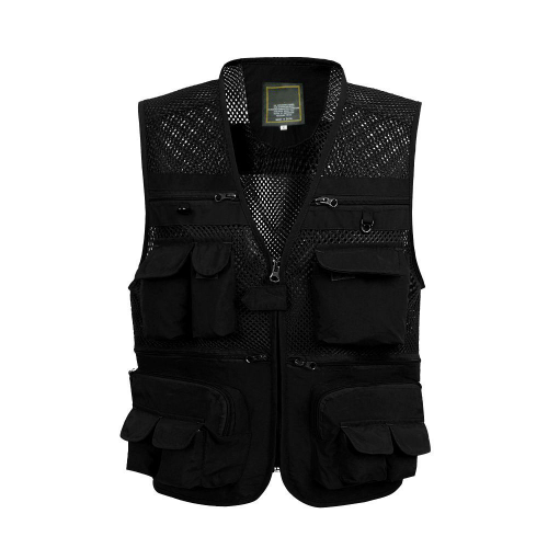 Summer Mesh Vest Men Casual Breathable Multi Pocket Waistcoat Baggy Vest With