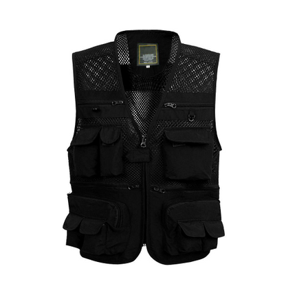 Summer Mesh Vest Men Casual Breathable Multi Pocket Waistcoat Baggy Vest With