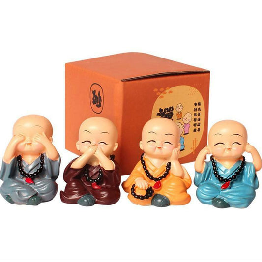 4*Car Feng Shui bless Safe Monk Ornament Auto Accessories Home Decoration