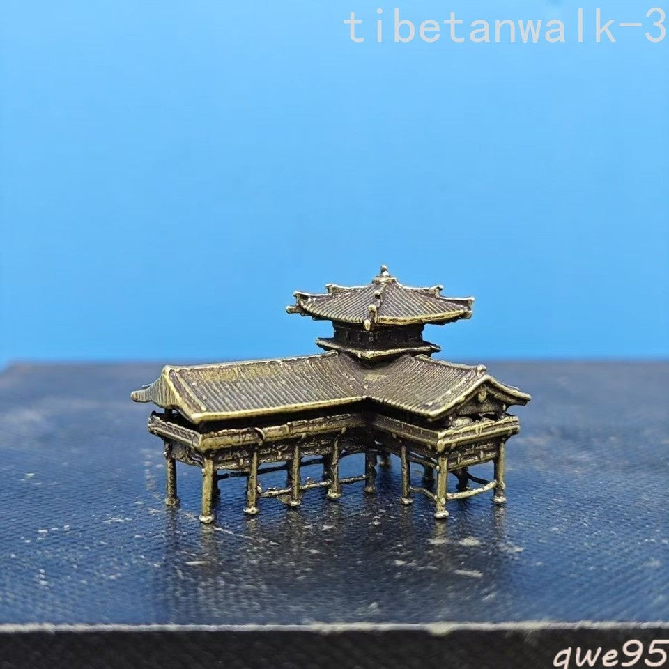 Copper Bonsai Suiseki Micro Landscape Decoration: Stilted House