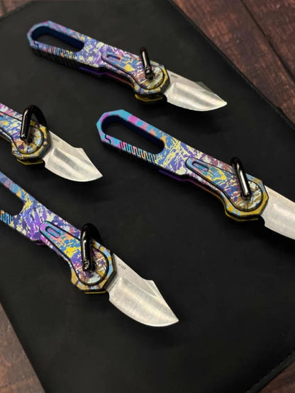New Titanium Mini Knife Small Pocket Key Chain Pendants Folding Knife Gift