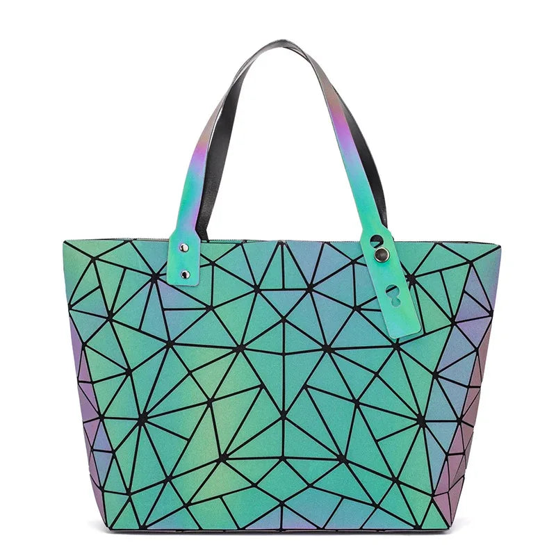 sac a main new Luminous geometric bags for women 2020 Quilted Shoulder Bag Laser Plain Folding Handbags Hologram bolsa feminina