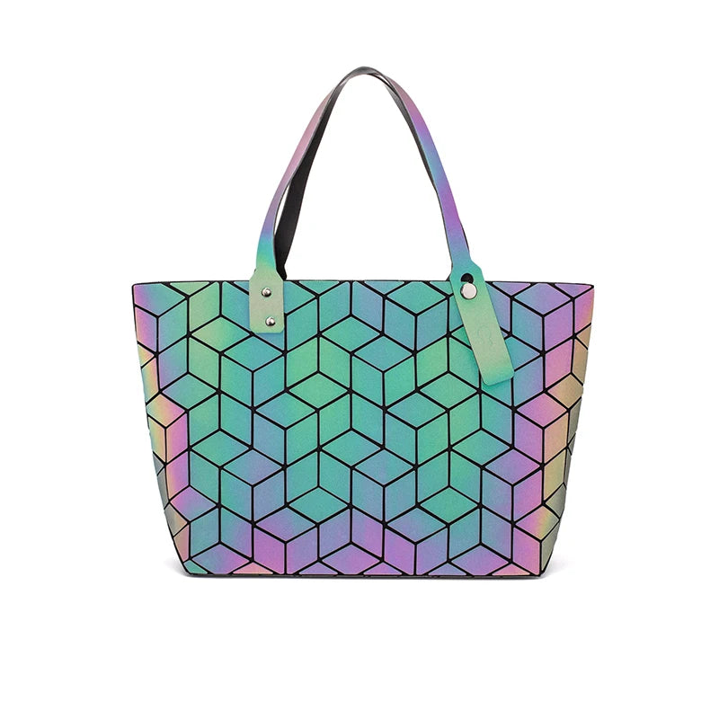 sac a main new Luminous geometric bags for women 2020 Quilted Shoulder Bag Laser Plain Folding Handbags Hologram bolsa feminina
