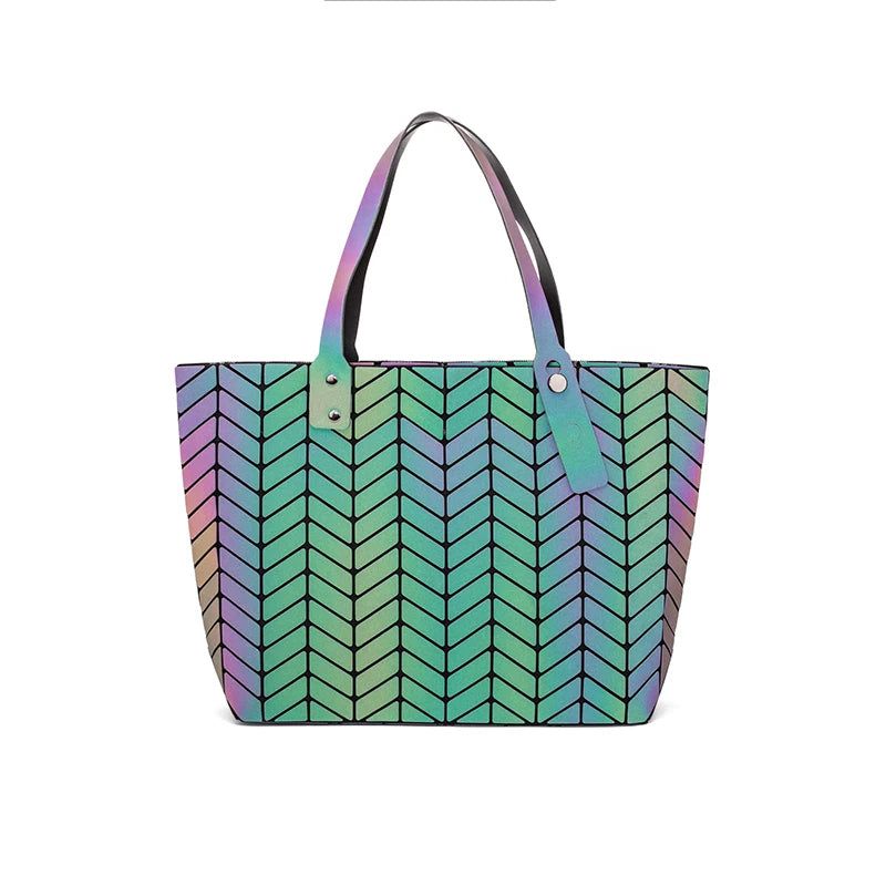 sac a main new Luminous geometric bags for women 2020 Quilted Shoulder Bag Laser Plain Folding Handbags Hologram bolsa feminina