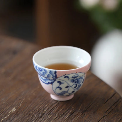 sample tea cup under the noggin Chinese style restoring ancient ways powder blue and white sheet glass ceramic glaze