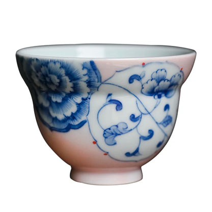 sample tea cup under the noggin Chinese style restoring ancient ways powder blue and white sheet glass ceramic glaze