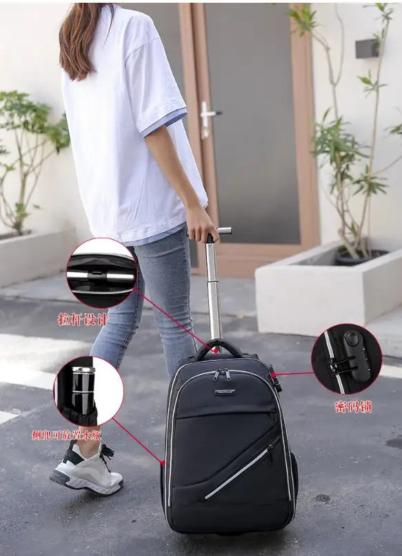 short trip rolling luggage backpack men trolley bag wheels  bag travel trolley bags on wheels trolley bag carry on luggage bags