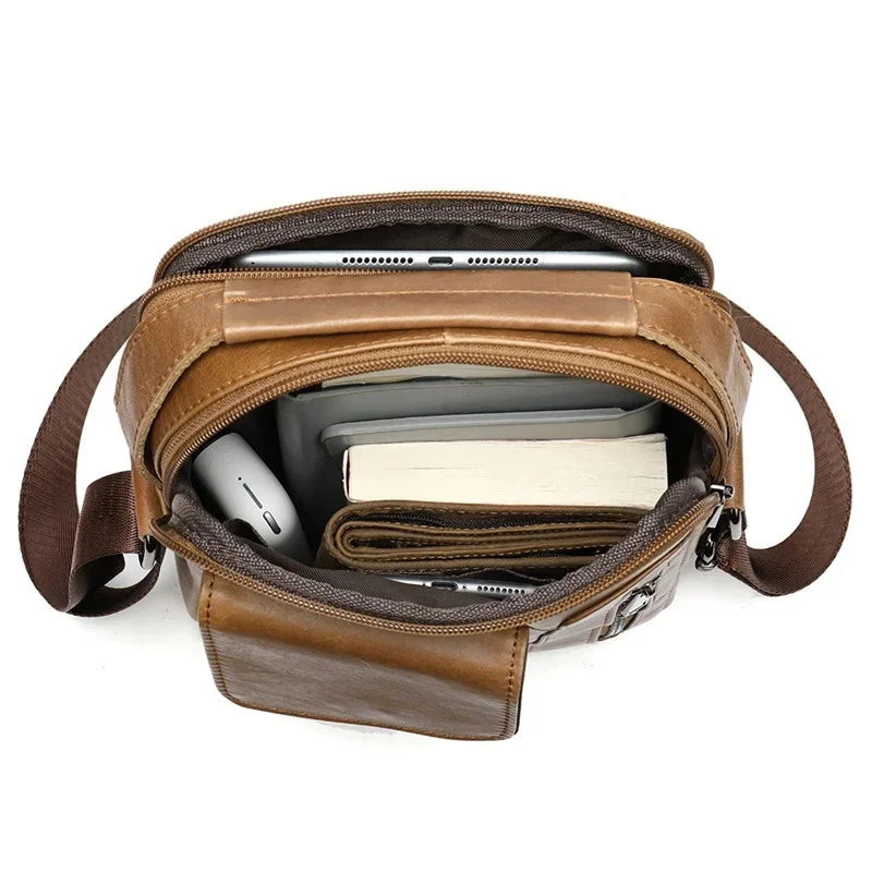 shoulder bag small flap zipper men's crossbody genuine leather for men handbag male messenger bags 8211