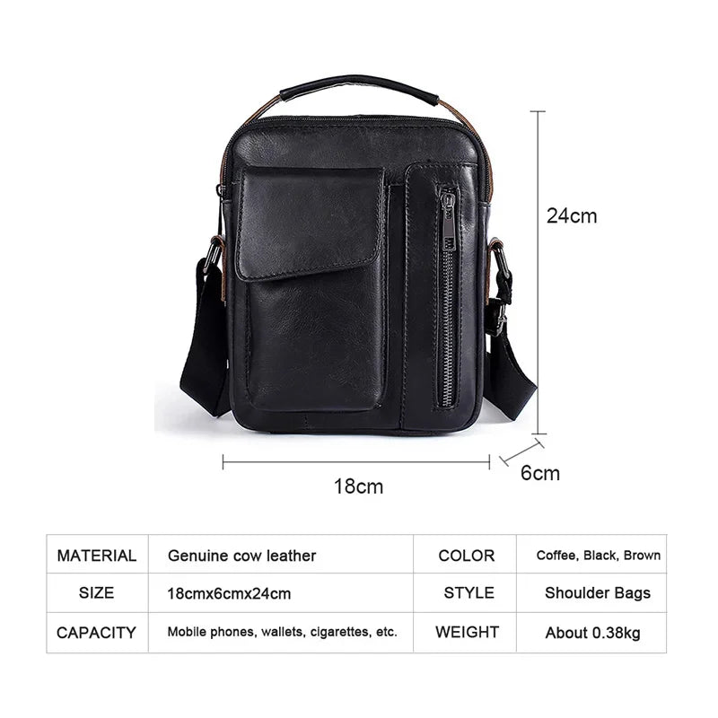 shoulder bag small flap zipper men's crossbody genuine leather for men handbag male messenger bags 8211