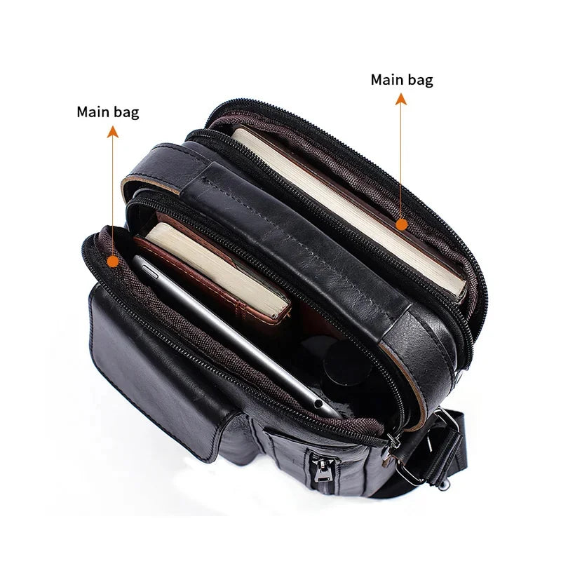 shoulder bag small flap zipper men's crossbody genuine leather for men handbag male messenger bags 8211