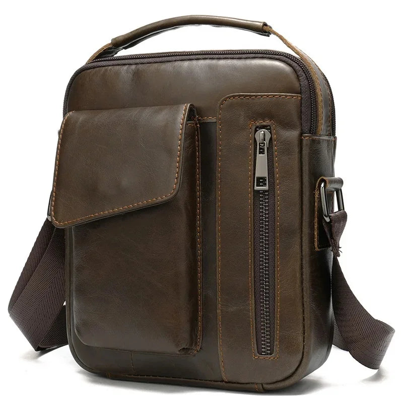 shoulder bag small flap zipper men's crossbody genuine leather for men handbag male messenger bags 8211