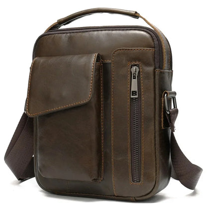shoulder bag small flap zipper men's crossbody genuine leather for men handbag male messenger bags 8211