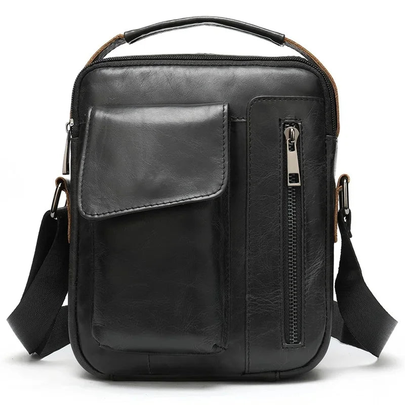 shoulder bag small flap zipper men's crossbody genuine leather for men handbag male messenger bags 8211