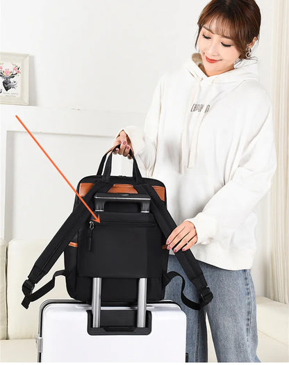 simple work backpack women laptop hand bag casual lightweight shoulder backpack large capactiy Travel backpack with luggage belt