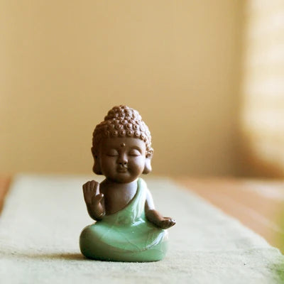 small buddha statue crackle glaze porcelain tea pet geyao craft Chinese creative ornament home decoration tea play on sales