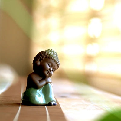 small buddha statue crackle glaze porcelain tea pet geyao craft Chinese creative ornament home decoration tea play on sales