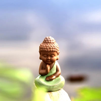 small buddha statue crackle glaze porcelain tea pet geyao craft Chinese creative ornament home decoration tea play on sales