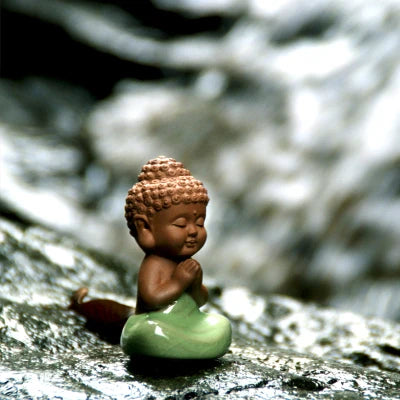 small buddha statue crackle glaze porcelain tea pet geyao craft Chinese creative ornament home decoration tea play on sales