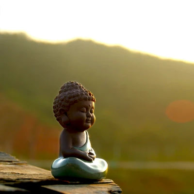 small buddha statue crackle glaze porcelain tea pet geyao craft Chinese creative ornament home decoration tea play on sales
