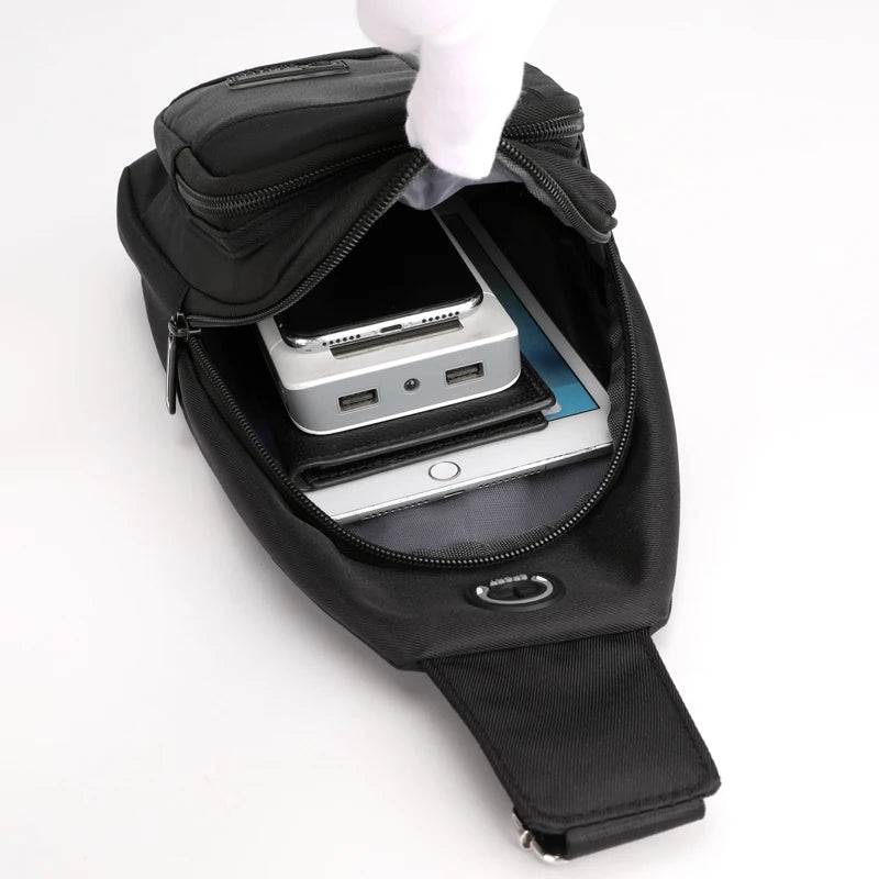 small crossbody bag mini shoulder bag man anti-theft chest bag outdoor sports bag for phone keys travel bagpack earphone jack