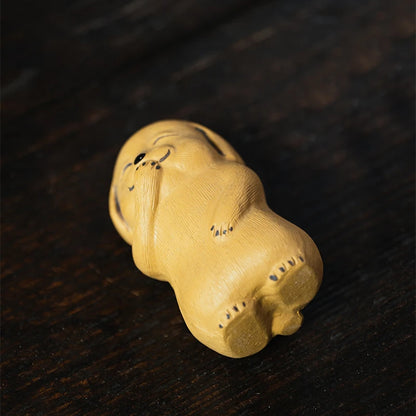smiling dog statue creative tea pet yixing zisha purple duan clay animal table decoration holiday gift handmade craft small size