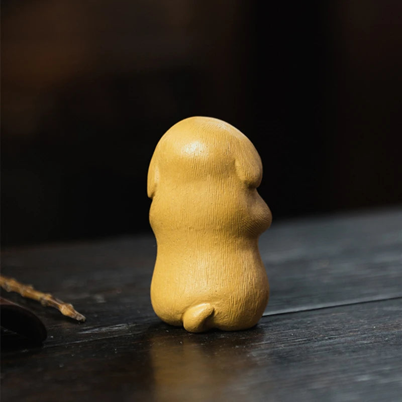 smiling dog statue creative tea pet yixing zisha purple duan clay animal table decoration holiday gift handmade craft small size