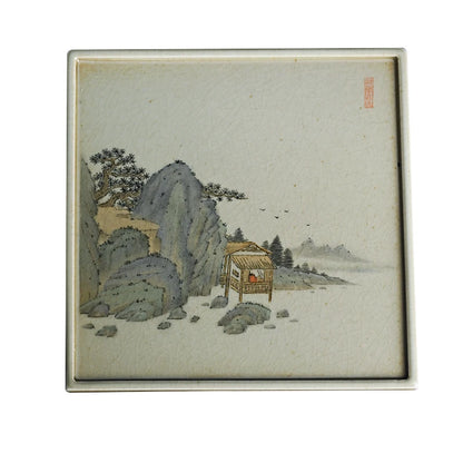 society Jingdezhen hand painted square tea tray small retro open piece pot bearing ceramic dry bubble table pot holder