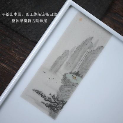 society Jingdezhen hand painted square tea tray small retro open piece pot bearing ceramic dry bubble table pot holder
