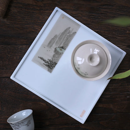 society Jingdezhen hand painted square tea tray small retro open piece pot bearing ceramic dry bubble table pot holder