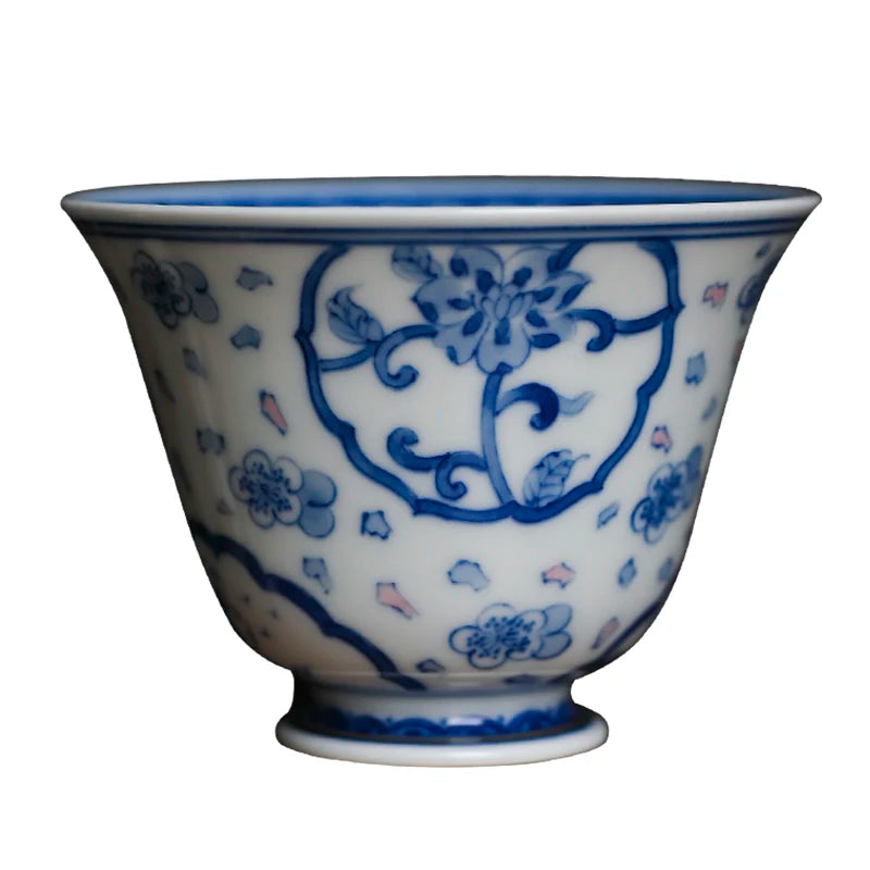 society Jingdezhen underglaze blue and white yulan cup Kungfu large tea cup drinking kungfu tea set household ceramics
