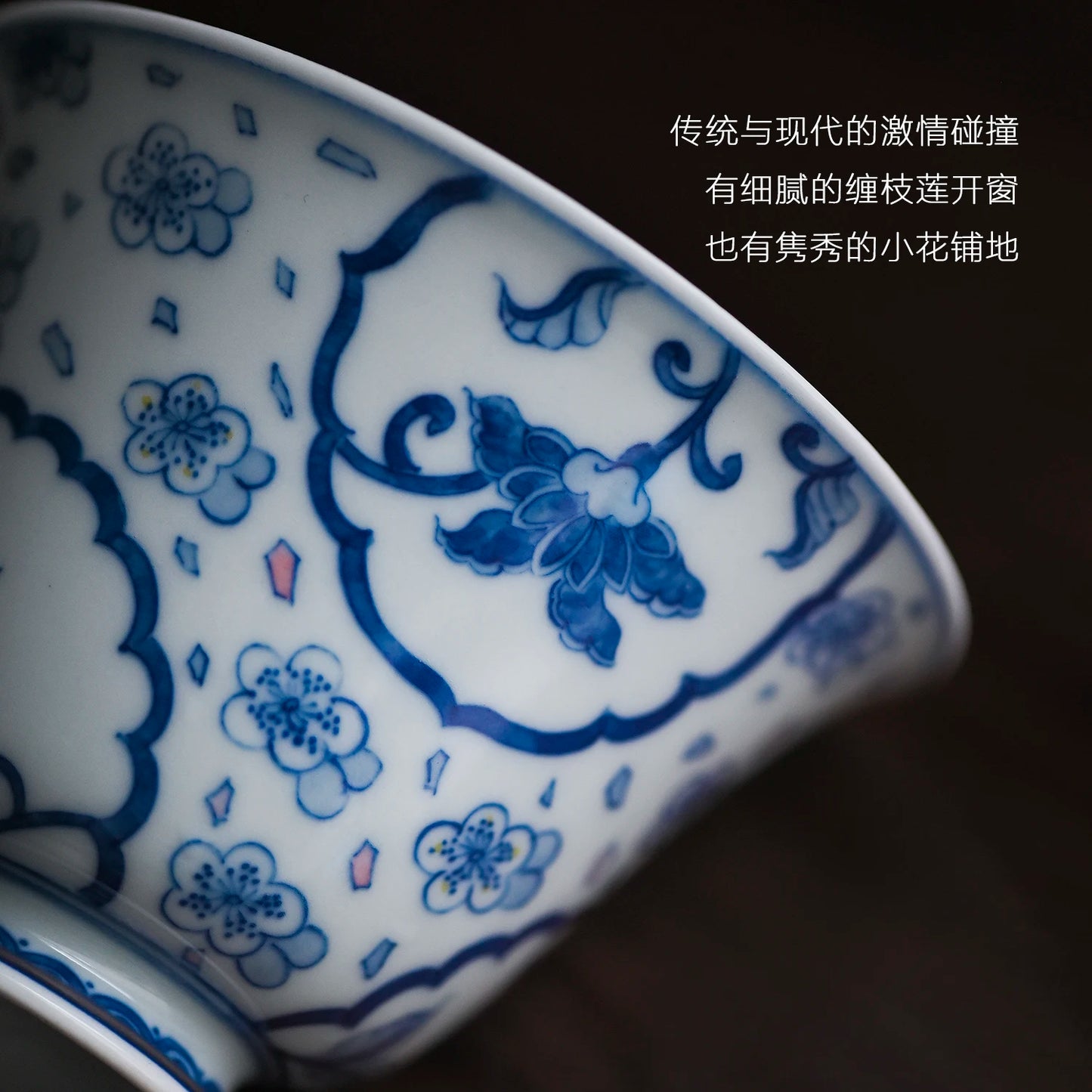 society Jingdezhen underglaze blue and white yulan cup Kungfu large tea cup drinking kungfu tea set household ceramics