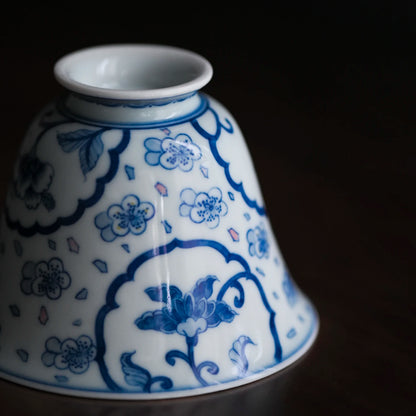 society Jingdezhen underglaze blue and white yulan cup Kungfu large tea cup drinking kungfu tea set household ceramics