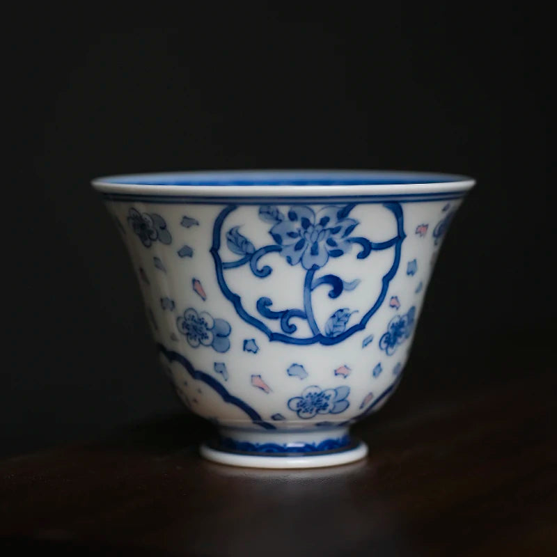 society Jingdezhen underglaze blue and white yulan cup Kungfu large tea cup drinking kungfu tea set household ceramics